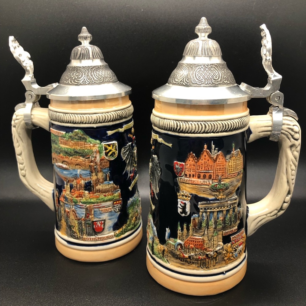 Franz Dipinto A Mano mini steins made in Germany silver lids
